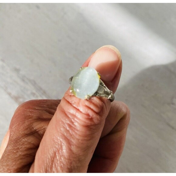 Gray Moonstone Sterling Silver Ring Sz 5 3/4 Retro Vintage Signed McGrath Hamin - Picture 11 of 11